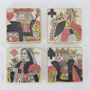 4 Tumbled Marble Kings & Queens Coasters